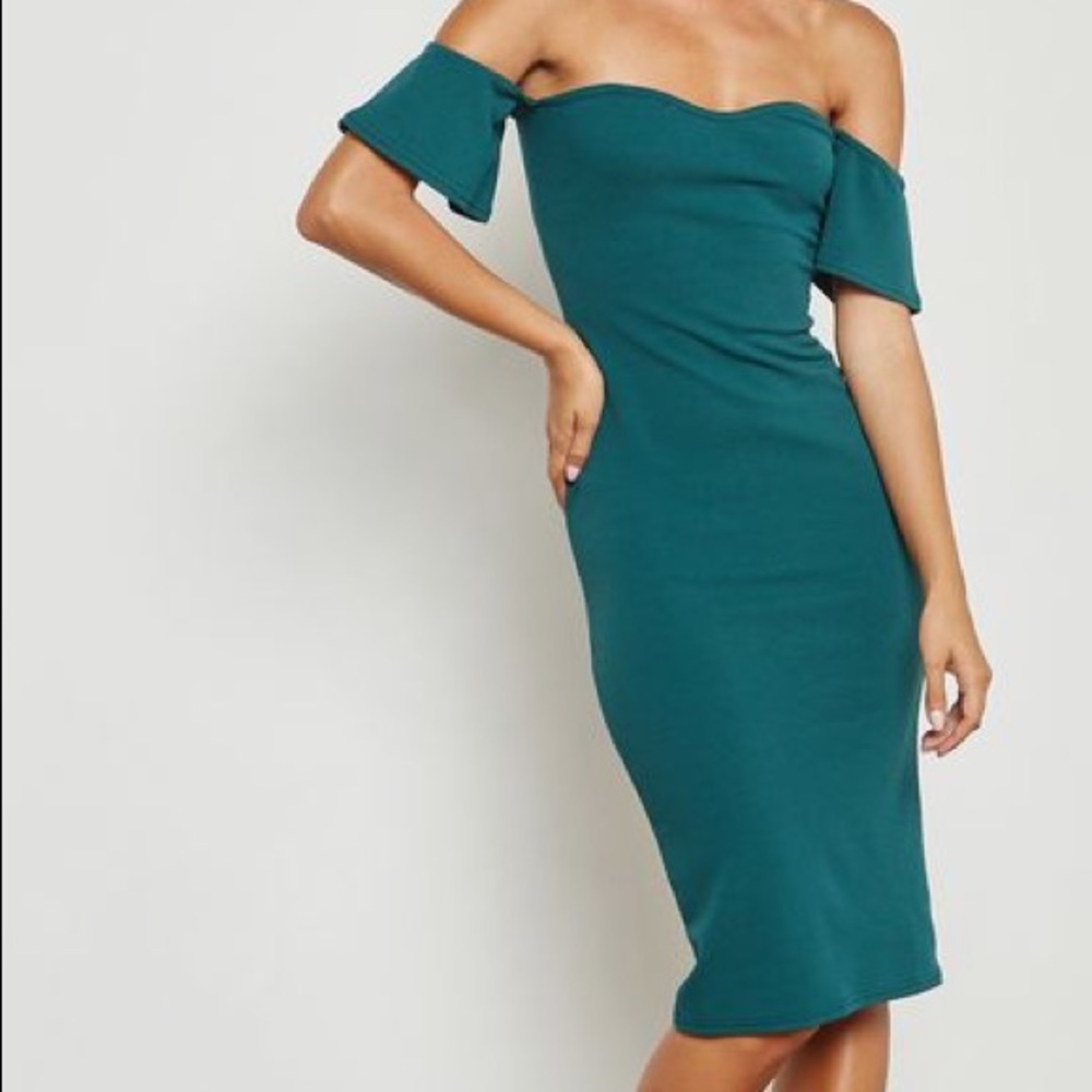 Green Bardot Dress